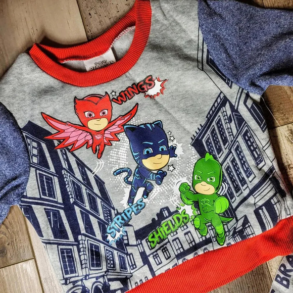 NWT PJ Masks Boys' Wings Stripes Shields Pullover & Jogger 2 Pc Outfit Set 18M - Picture 7 of 15
